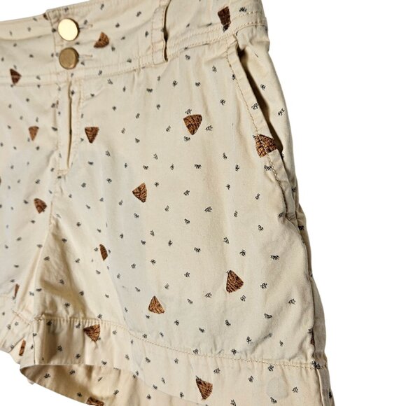 Daughters Of The Liberation Beige Shorts Bees Embroidery Beehives Womens 6 - Picture 3 of 13